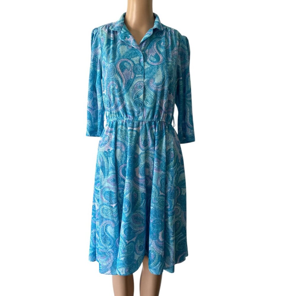 California Looks Vintage 10P Blue Dream Paisley Dress